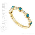 (NEW) BELLA COUTURE® CARINNA 14K YELLOW GOLD GENUINE CABOCHON NATURAL TURQUOISE DIAMOND RING BAND (1/2 CT. TW.)