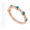 (NEW) BELLA COUTURE® CARINNA 14K ROSE GOLD GENUINE CABOCHON NATURAL TURQUOISE DIAMOND RING BAND (1/2 CT. TW.)