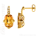 (NEW) BELLA COUTURE PARIS FINE DIAMOND CUSHION CUT CITRINE 14K YELLOW GOLD DANGLE DROP EARRINGS
