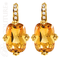 (NEW) BELLA COUTURE PARIS FINE DIAMOND CUSHION CUT CITRINE 14K YELLOW GOLD DANGLE DROP EARRINGS
