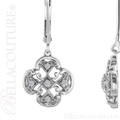 (NEW) BELLA COUTURE HANNAH Gorgeous Fine Quatrefoil Diamond 14K White Gold Filigree Dangle Drop Earrings