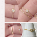(NEW) BELLA COUTURE HOLLYWOOD Fine Diamond Bezel Set 14K Yellow Gold Chain Ring Band (.10CT. TW.)