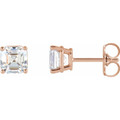 (NEW) BELLA COUTURE® VALE VS1 ASSCHER CUT DIAMOND 14K ROSE GOLD 4-PRONG STUD POST EARRINGS (1/3 CT. TW.)