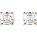(NEW) BELLA COUTURE® VALE VS1 ASSCHER CUT DIAMOND 14K ROSE GOLD 4-PRONG STUD POST EARRINGS (1/3 CT. TW.)