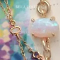 (NEW) BELLA COUTURE® 2" OPAL DREAMS Natural White Opal 14K Yellow Gold Teardrop Dangle Drop Earrings