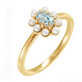 (NEW) BELLA COUTURE® ALEXANDRIA Oval Natural Aquamarine Pearl 14K Yellow Gold Ring Band (NEW) BELLA COUTURE® ALEXANDRIA Oval Natural Aquamarine Pearl 14K Yellow Gold Ring Band