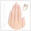 (NEW) BELLA COUTURE® ALEXANDRIA Oval Natural Aquamarine Pearl 14K Rose Gold Ring Band