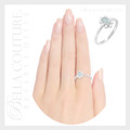 (NEW) BELLA COUTURE® ALEXANDRIA Oval Natural Aquamarine Pearl 14K White Gold Ring Band