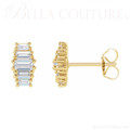 ZARAA 14K Yellow Gold 1/2 CT Diamond Stud Earrings By BELLA COUTURE ® - BAGUETTE COLLECTION