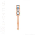 (NEW) ZARAA ART DECO White Topaz Petite Baguette 14K Rose Gold Ring Band
