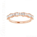 (NEW) ZARAA ART DECO White Topaz Petite Baguette 14K Rose Gold Ring Band