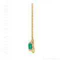(NEW) BELLA COUTURE® BAYLIE 14K Yellow Gold Solitaire Baguette 7 MM x 5 MM Natural Emerald Link Chain Necklace (18")