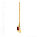 (NEW) BELLA COUTURE® BAYLIE Petite 14K Yellow Gold Solitaire Baguette 5 MM x 3 MM Garnet Link Chain Necklace (18")