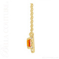 (NEW) BELLA COUTURE® BAYLIE Petite 14K Yellow Gold Solitaire Baguette 5MM x 3MM Citrine Link Chain Necklace (18")