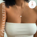 (NEW) BELLA COUTURE® BRILLIANT 14K Rose Gold Solitaire Akoya Cultured Pearl Pendant Diamond Link Chain Necklace (16"-18")