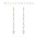 (NEW) BELLA COUTURE® MONROE MARQUISE 1.5 CT DIAMOND 14K WHITE GOLD DANGLE DROP POST EARRINGS (37MM x 3.5MM)