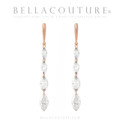 (NEW) BELLA COUTURE® MONROE MARQUISE 1.5 CT DIAMOND 14K ROSE GOLD DANGLE DROP POST EARRINGS (37MM x 3.5MM)
