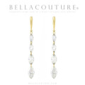 (NEW) BELLA COUTURE® MONROE MARQUISE 1.5 CT DIAMOND 14K ROSE GOLD DANGLE DROP POST EARRINGS (37MM x 3.5MM)