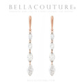 (NEW) BELLA COUTURE® MONROE 1.5 CT DIAMOND 14K YELLOW GOLD DANGLE DROP POST EARRINGS (37MM x 3.5MM)