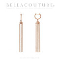 (NEW) BELLA COUTURE® MIDNIGHT IN PARIS 14K ROSE GOLD DANGLE DROP HINGED HUGGIE HOOP EARRINGS (56MM x 8MM)
