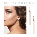 (NEW) BELLA COUTURE® MIDNIGHT IN PARIS 14K ROSE GOLD DANGLE DROP HINGED HUGGIE HOOP EARRINGS (56MM x 8MM)