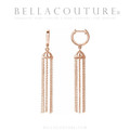 (NEW) BELLA COUTURE® PARIS JOLI 14K ROSE GOLD DANGLE DROP HINGED HUGGIE HOOP EARRINGS (54MM x 7.8MM)