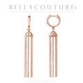(NEW) BELLA COUTURE® PARIS JOLI 14K ROSE GOLD DANGLE DROP HINGED HUGGIE HOOP EARRINGS (54MM x 7.8MM)