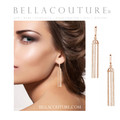 (NEW) BELLA COUTURE® PARIS JOLI 14K ROSE GOLD DANGLE DROP HINGED HUGGIE HOOP EARRINGS (54MM x 7.8MM)