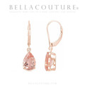 (NEW) BELLA COUTURE® NATURAL MORGANITE 14K ROSE GOLD LEVER BACK DANGLE 10MM x 7MM TEAR DROP EARRINGS (28MM)