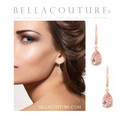 (NEW) BELLA COUTURE® NATURAL MORGANITE 14K ROSE GOLD LEVER BACK DANGLE 10MM x 7MM TEAR DROP EARRINGS (28MM)