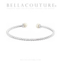 (NEW) BELLA COUTURE® BRIGITTE Twisted Cable 14K White Gold Bangle Bracelet (7", 6.5" Inches - Adjustable)