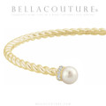 (NEW) BELLA COUTURE® BRIGITTE Twisted Cable 14K Yellow Gold Bangle Bracelet (7", 6.5" Inches - Adjustable)