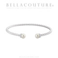 (NEW) BELLA COUTURE® BRIGITTE Twisted Cable 14K Yellow Gold Bangle Bracelet (7", 6.5" Inches - Adjustable)