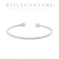 (NEW) BELLA COUTURE® BRIGITTE Twisted Cable 14K Yellow Gold Bangle Bracelet (7", 6.5" Inches - Adjustable)
