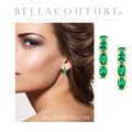 (NEW) BELLA COUTURE® GABRIELLE EMERALD 14K YELLOW GOLD POST HOOP EARRINGS (6.5MM x 4MM)