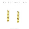 (NEW) BELLA COUTURE® GABRIELLE NATURAL PERIDOT 14K YELLOW GOLD POST HOOP EARRINGS (6.5MM x 4MM)