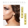 (NEW) BELLA COUTURE® GABRIELLE NATURAL PERIDOT 14K YELLOW GOLD POST HOOP EARRINGS (6.5MM x 4MM)