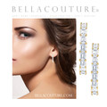 (NEW) BELLA COUTURE® RAQUEL 3CT DIAMOND BAGUETTE 14K YELLOW GOLD POST HOOP HUGGIE EARRINGS (22MM)
