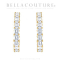 (NEW) BELLA COUTURE® RAQUEL 3CT DIAMOND BAGUETTE 14K YELLOW GOLD POST HOOP HUGGIE EARRINGS (22MM)