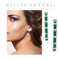 (NEW) BELLA COUTURE® DE' CHANEL NATURAL DIAMOND 1 & 1/4 CT EMERALD BAGUETTE 14K WHITE GOLD POST HOOP HUGGIE EARRINGS (22MM)
