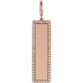 (NEW) BELLA COUTURE® BRIELL 14K Rose Gold Engravable 1/3 CTW Natural Diamond Rectangle Tag Charm Pendant (14 Letter Limit) (Personalize & Engravable)