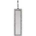 (NEW) BELLA COUTURE® BRIELL 14K White Gold Engravable 1/3 CTW Natural Diamond Rectangle Tag Charm Pendant (14 Letter Limit) (Personalize & Engravable)