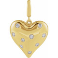 (NEW) BELLA COUTURE® ELLIZABETT 14K Yellow Gold 1/6 CTW Natural Diamond Puffy Heart Charm Pendant