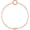 (NEW) BELLA COUTURE® COVENTRY 14K ROSE GOLD OVAL CHAIN CHARM & PENDANT HOLDER BRACELET (7" / 6.5" Adjustable)
