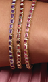 (NEW) BELLA COUTURE® ASHLEY 5CT RUBY BAGUETTE 14K YELLOW GOLD LINE TENNIS BRACELET (7")