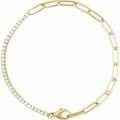 (NEW) BELLA COUTURE® LeDIOR NOIR 1.5CT ROUND DIAMOND 14K YELLOW GOLD LINE TENNIS LINK CHAIN BRACELET (7.5", 7", 6.5")