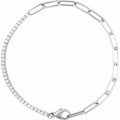 (NEW) BELLA COUTURE® LeDIOR NOIR 1.5CT ROUND DIAMOND 14K WHITE GOLD LINE TENNIS LINK CHAIN BRACELET (7.5", 7", 6.5")