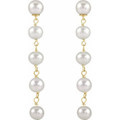 (NEW) BELLA COUTURE® VIVI ANNA WHITE CULTURED FRESHWATER PEARL 14K YELLOW GOLD DANGLE DROP POST CHANDELIER EARRINGS (5-6MM)