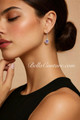 (NEW) BELLA COUTURE® FRENCHIE Round Natural Tanzanite Diamond 14K White Gold Dangle Drop Earrings