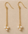 (NEW) BELLA COUTURE® CASHMERE DAINTY WHITE SEED PEARL 14K YELLOW GOLD DANGLE DROP POST CHANDELIER EARRINGS (2")
